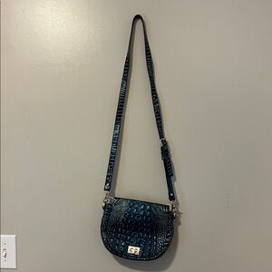 Brahmin Blue Crocodile Pattern Crossbody Bag